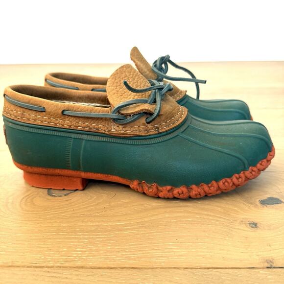 Bean Boots L.L. Bean Green/brown Waterproof Duck Shoes Women Sz 9 - Picture 2 of 8